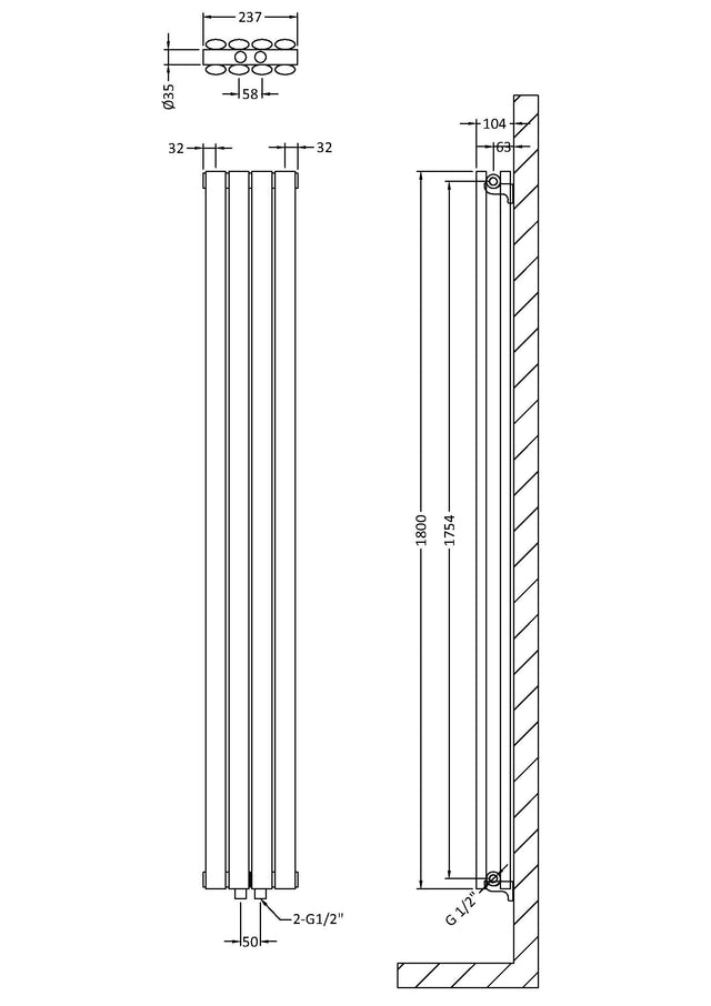 Designer Radiator 1800 x 237mm