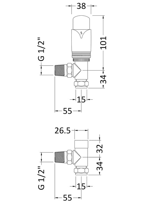 Angled Thermostatic Radiator Valve Pack