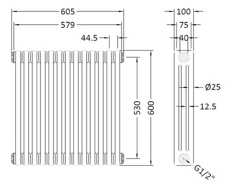 Triple Column Traditional Radiator 600 x 605mm