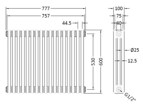 Triple Column Traditional Radiator 600 x 777mm