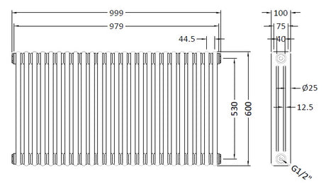 Triple Column Traditional Radiator 600 x 999mm
