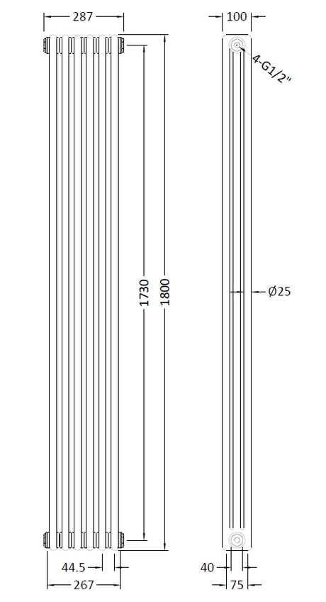 Triple Column Traditional Radiator 1800 x 287mm