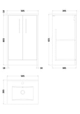Hudson Reed Juno 500mm Floor Standing 2-Door Vanity Unit with 1 Tap Hole Basin