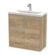 Hudson Reed Juno 800mm Autumn Oak Floor Standing 2-Door Vanity Unit & 1 Tap Hole Basin