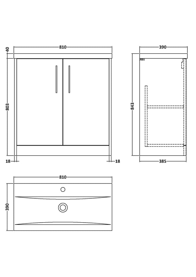 Hudson Reed Juno 800mm Autumn Oak Floor Standing 2-Door Vanity Unit & 1 Tap Hole Basin