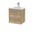 Hudson Reed Juno 500mm Autumn Oak Wall Hung 2-Door Vanity Unit with 1 Tap Hole Basin