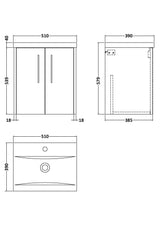 Hudson Reed Juno 500mm Autumn Oak Wall Hung 2-Door Vanity Unit with 1 Tap Hole Basin