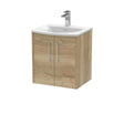 Hudson Reed Juno 500mm Autumn Oak Wall Hung 2-Door Vanity Unit with 1 Tap Hole Basin