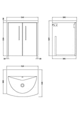 Hudson Reed Juno 500mm Autumn Oak Wall Hung 2-Door Vanity Unit with 1 Tap Hole Basin
