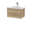 Hudson Reed Juno 600mm Autumn Oak Wall Hung Single Drawer Vanity Unit With 1 Tap Hole Basin