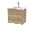 Hudson Reed Juno 600mm Autumn Oak Wall Hung 2-Door Vanity Unit with 1 Tap Hole Basin