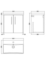Hudson Reed Juno 600mm Wall Hung 2-Door Autumn Oak Vanity Unit with 1 Tap Hole Basin
