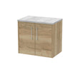 Hudson Reed Juno 600mm Autumn Oak Wall Hung 2-Door Vanity Unit With Laminate Top