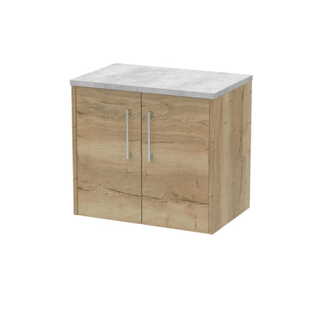 Hudson Reed Juno 600mm Autumn Oak Wall Hung 2-Door Vanity Unit With Laminate Top