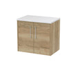 Hudson Reed Juno 600mm Autumn Oak Wall Hung 2-Door Vanity Unit With Laminate Worktop