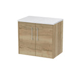 Hudson Reed Juno 600mm Autumn Oak Wall Hung 2-Door Vanity Unit With Laminate Worktop