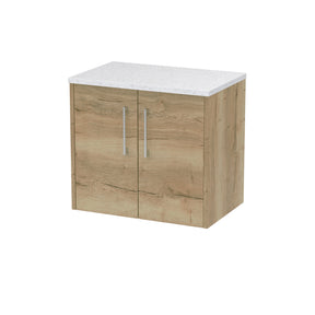 Hudson Reed Juno 600mm Autumn Oak Wall Hung 2-Door Vanity Unit With Laminate Worktop