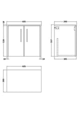 Hudson Reed Juno 600mm Wall Hung 2-Door Vanity Unit With Worktop