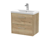 Hudson Reed Juno 600mm Autumn Oak Wall Hung 2-Drawer Vanity Unit With 1 Tap Hole Basin