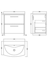 Hudson Reed Juno 600mm Autumn Oak Wall Hung 2-Drawer Vanity Unit with Curved 1 Tap Hole Basin