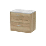 Hudson Reed Juno 600mm Autumn Oak Wall Hung 2-Drawer Vanity Unit With Laminate Top