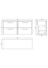Hudson Reed Juno 1200mm Wall Hung 4-Drawer Vanity Unit With Laminate Worktop & Handles