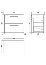 Hudson Reed Juno 600mm Autumn Oak Wall Hung 2-Drawer Vanity Unit With Laminate Top