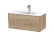 Hudson Reed Juno 800mm Autumn Oak Wall Hung Single Drawer Vanity Unit with Basin