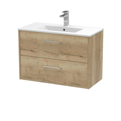 Hudson Reed Juno 800mm Autumn Oak Wall Hung 2-Drawer Vanity Unit with 1 Tap Hole Basin