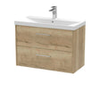 Hudson Reed Juno 800mm Autumn Oak Wall Hung 2-Drawer Vanity Unit With Thin-Edge 1 Tap Hole Basin