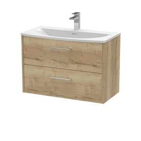 Hudson Reed Juno 800mm Autumn Oak Wall Hung 2-Drawer Vanity Unit with 1 Tap Hole Basin