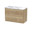 Hudson Reed Juno 800mm Autumn Oak Wall Hung 2-Drawer Vanity Unit With Laminate Worktop