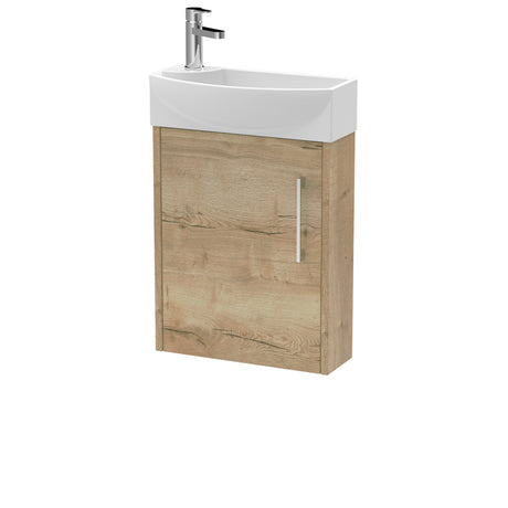 Hudson Reed Juno Compact 440mm Wall Hung Single Door Vanity Unit and Basin With Soft Close Door 1 Tap Hole Right Hand