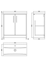 Hudson Reed Juno 800mm Floor Standing 2-Door Vanity Unit with 1 Tap Hole Basin