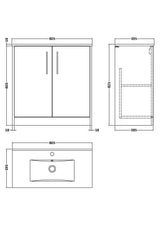 Hudson Reed Juno 800mm Graphite Grey Woodgrain Floor Standing 2-Door Vanity Unit & 1 Tap Hole Basin