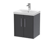 Hudson Reed Juno 500mm Wall Hung 2-Door Vanity Unit with 1 Tap Hole Basin
