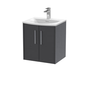 Hudson Reed Juno 500mm Graphite Grey Wall Hung 2-Door Vanity Unit with Curved Basin