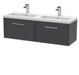 Hudson Reed Juno 1200mm Wall Hung Graphite Grey 2-Drawer Vanity Unit & Double Basin