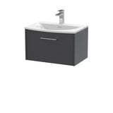 Hudson Reed Juno 600mm Graphite Grey Wall Hung Single Drawer Vanity Unit with Basin