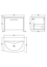 Hudson Reed Juno 600mm Graphite Grey Wall Hung Single Drawer Vanity Unit with Basin
