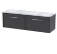 Hudson Reed Juno 1200mm Wall Hung 2-Drawer Vanity Unit Including Laminate Worktop, With Handles