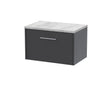 Hudson Reed Juno 600mm Graphite Grey Wall Hung Single Drawer Vanity Unit With Laminate Top