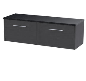 Hudson Reed Juno 1200mm Wall Hung 2-Drawer Vanity Unit With Laminate Worktop & Handles