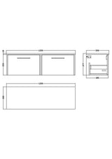 Hudson Reed Juno 1200mm Graphite Grey Wall Hung 2-Drawer Vanity Unit With Worktop