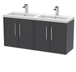 Hudson Reed Juno 1200mm Wall Hung 4-Door Vanity Unit with Double Basin
