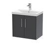 Hudson Reed Juno 600mm Wall Hung 2 Door Vanity Unit with 1 Tap Hole Basin