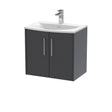 Hudson Reed Juno 600mm Wall Hung 2-Door Vanity Unit With 1 Tap Hole Basin