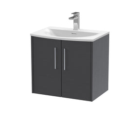 Hudson Reed Juno 600mm Wall Hung 2-Door Vanity Unit With 1 Tap Hole Basin
