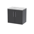Hudson Reed Juno 600mm Graphite Grey Wall Hung 2-Door Vanity Unit With Laminate Top & Soft-Close Doors