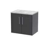 Hudson Reed Juno 600mm Graphite Grey Wall Hung 2-Door Vanity Unit With Laminate Top & Soft-Close Doors
